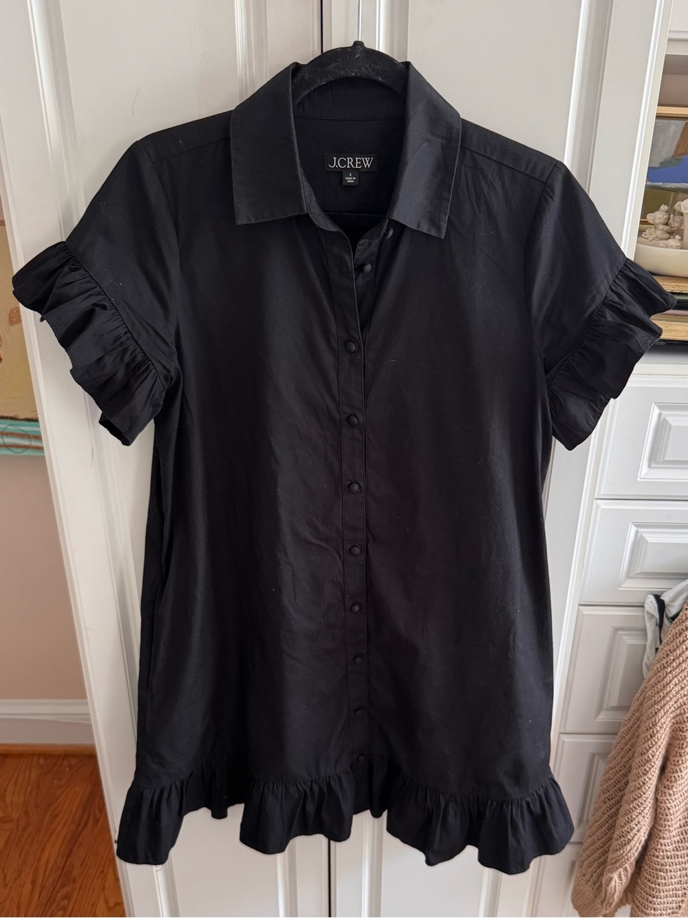 JCrew size small ruffle hem and sleeve dress, EUC